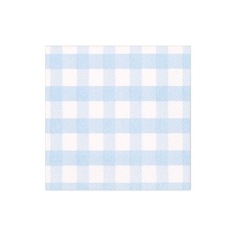 caspari Gingham Paper Cocktail Napkins in Light Blue - 20 Per Package