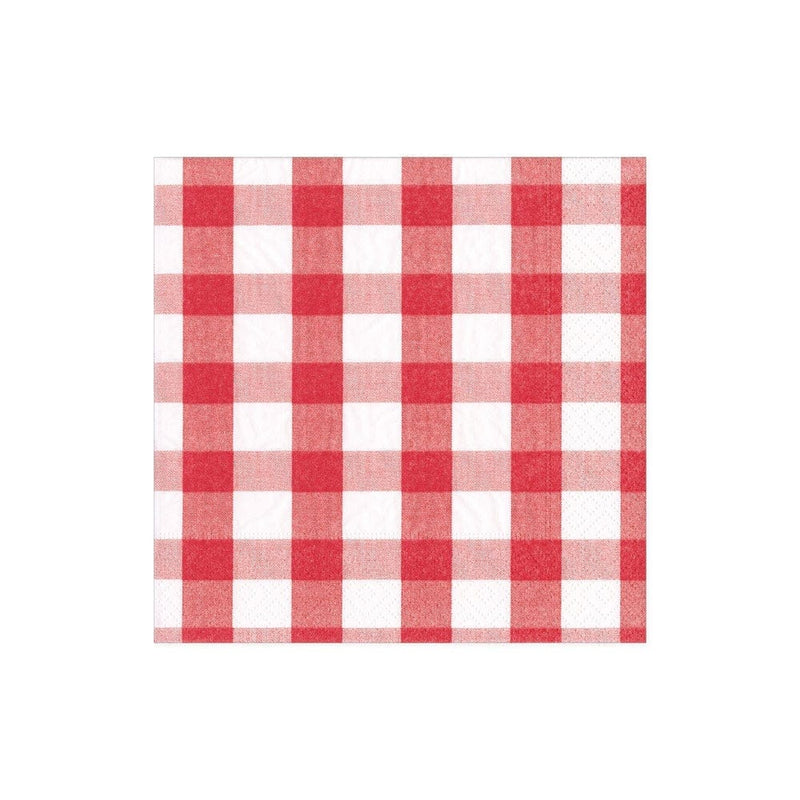 caspari Gingham Paper Cocktail Napkins in Red - 20 Per Package