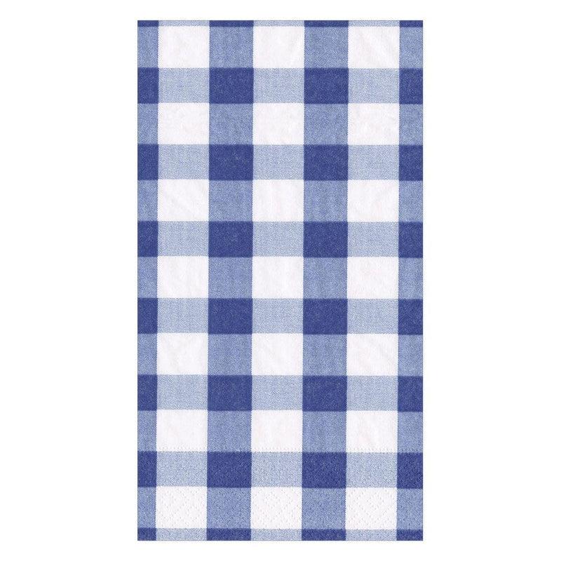 caspari Gingham Paper Guest Towel Napkins in Blue - 15 Per Package