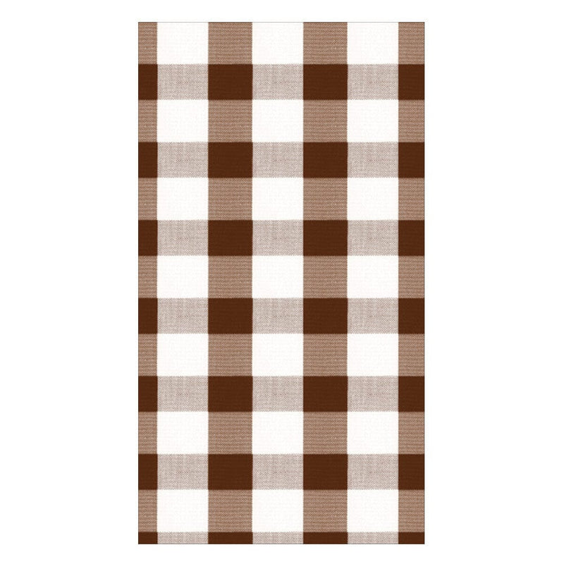 caspari Gingham Paper Guest Towel Napkins in Chocolate - 15 Per Package