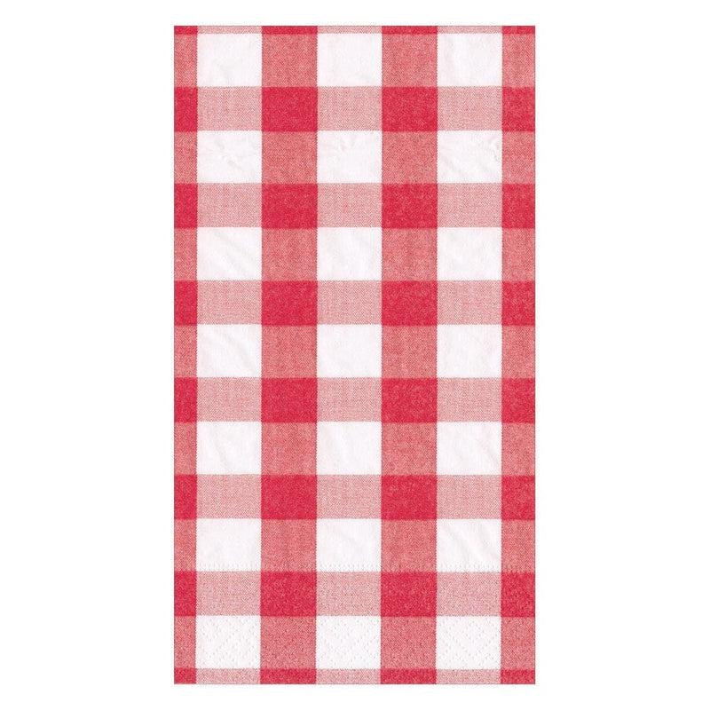 caspari Gingham Paper Guest Towel Napkins in Red - 15 Per Package