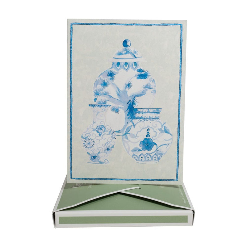 Caspari Glazed Porcelain Boxed Note Cards - 8 Note Cards & 8 Envelopes