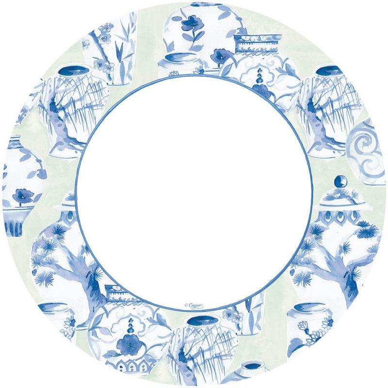 Caspari Glazed Porcelain Celadon Paper Dinner Plates - 8 Per Package