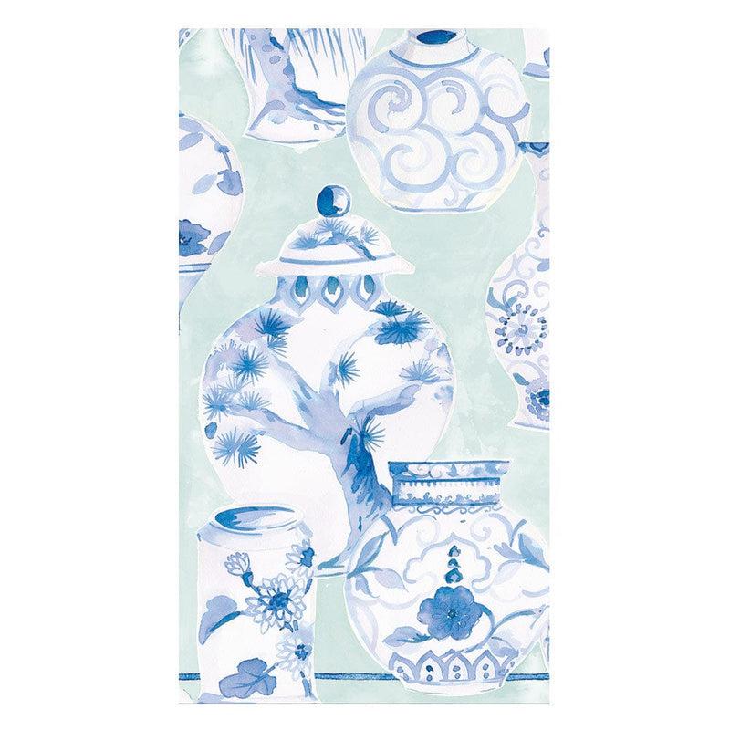 Caspari Glazed Porcelain Celadon Paper Linen Guest Towel Napkins - 12 Per Package