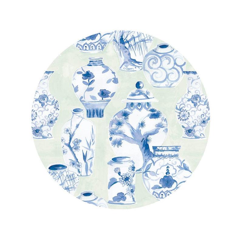 caspari Glazed Porcelain Celadon Paper Salad & Dessert Plates - 8 Per Package