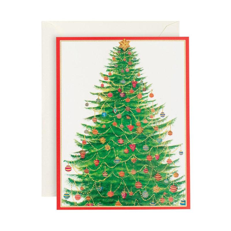 caspari Glittering Tree Boxed Christmas Cards - 15 Cards & 15 Envelopes