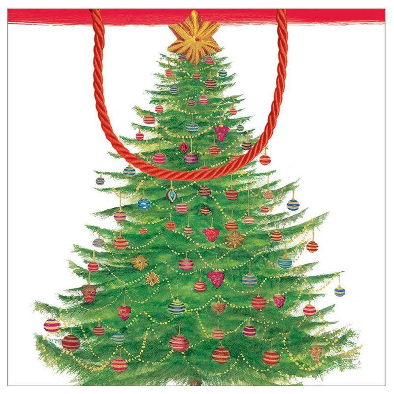 Caspari Glittering Tree Small Square Gift Bag - 1 Each