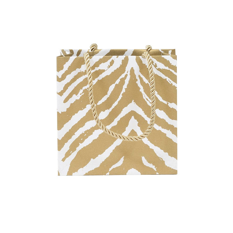 Caspari Go Wild Gold & White Small Square Gift Bag - 1 Each