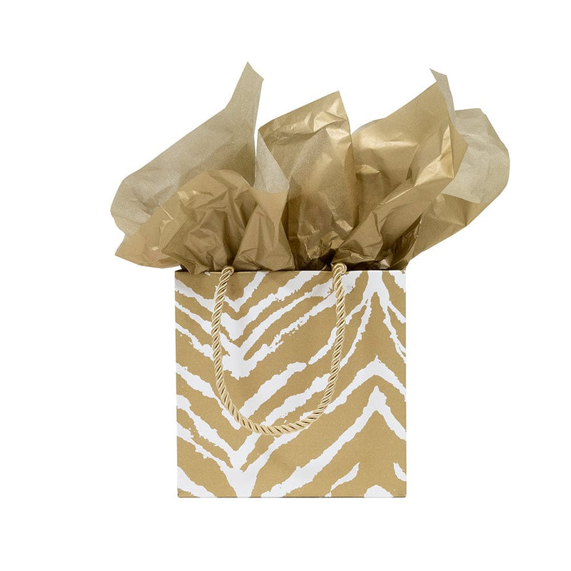 Caspari Go Wild Gold & White Small Square Gift Bag - 1 Each