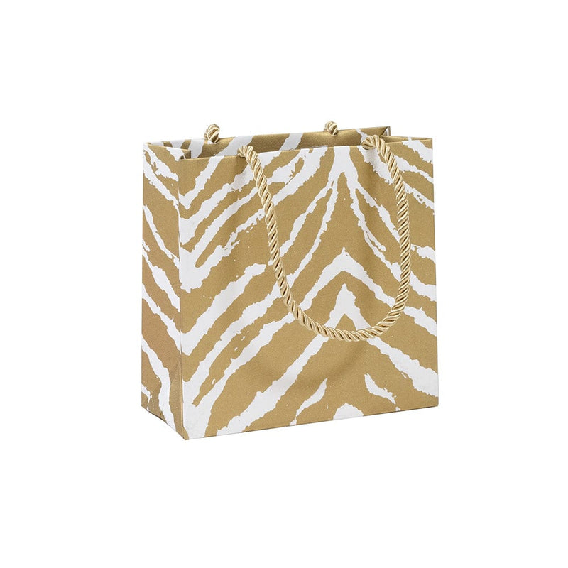 caspari Go Wild Gold & White Small Square Gift Bag - 1 Each