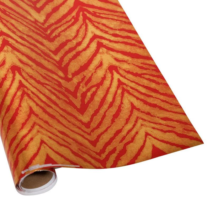 caspari Go Wild Red & Gold Embossed Foil Gift Wrap - One 30" x 6' Roll