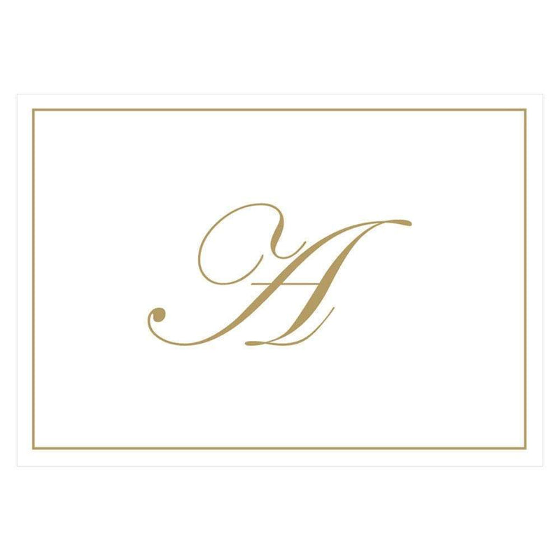 Caspari Gold Embossed Single Initial Boxed Note Cards - 8 Note Cards & 8 Envelopes