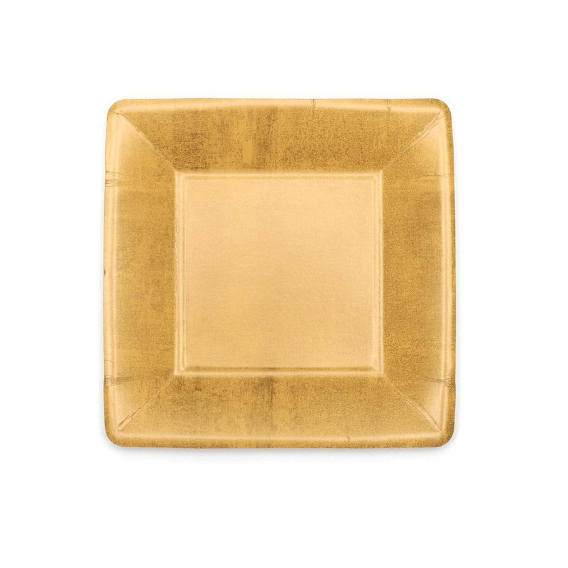 Caspari Gold Leaf Square Paper Salad & Dessert Plates - 8 Per Package