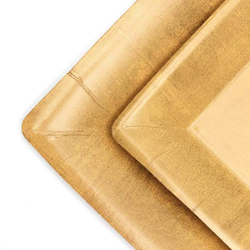 Caspari Gold Leaf Square Paper Salad & Dessert Plates - 8 Per Package
