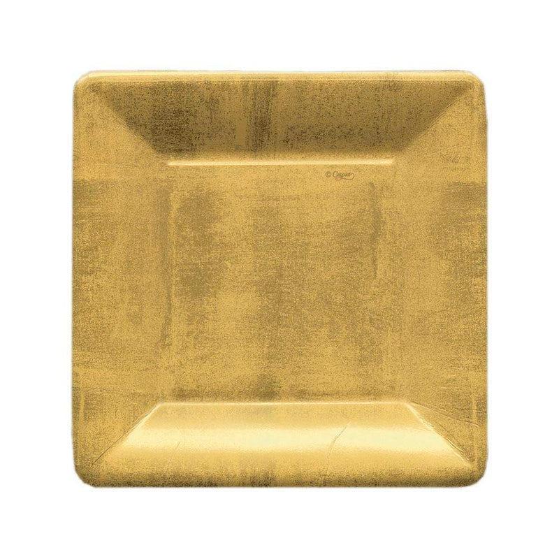 caspari Gold Leaf Square Paper Salad & Dessert Plates - 8 Per Package