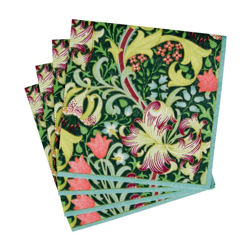 Caspari Golden Lily Forest Cocktail Napkins - 20 Per Package