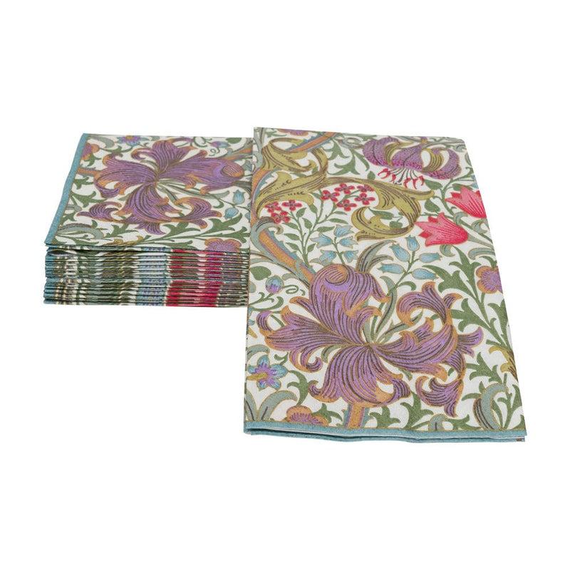 Caspari Golden Lily-Ivory Guest Towel Napkins - 15 Per Package