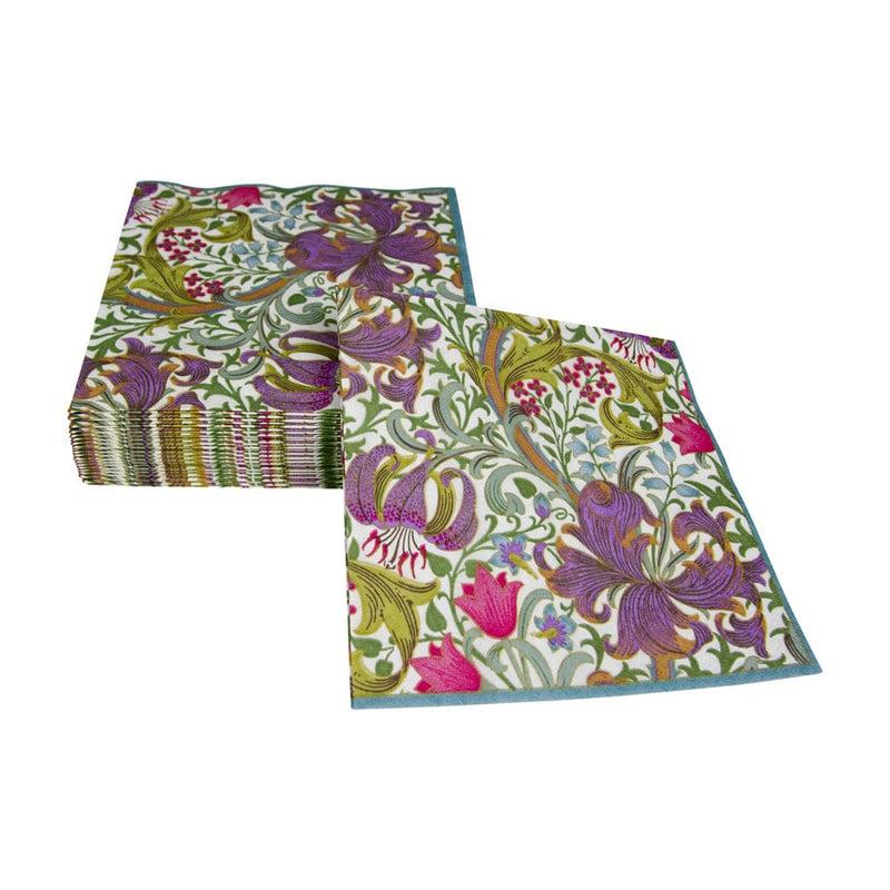 Caspari Golden Lily-Ivory Luncheon Napkins - 20 Per Package