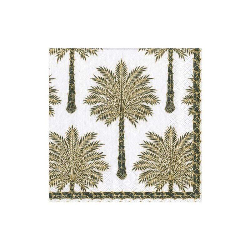 Caspari Grand Palms Paper Cocktail Napkins In Black - 20 Per Package