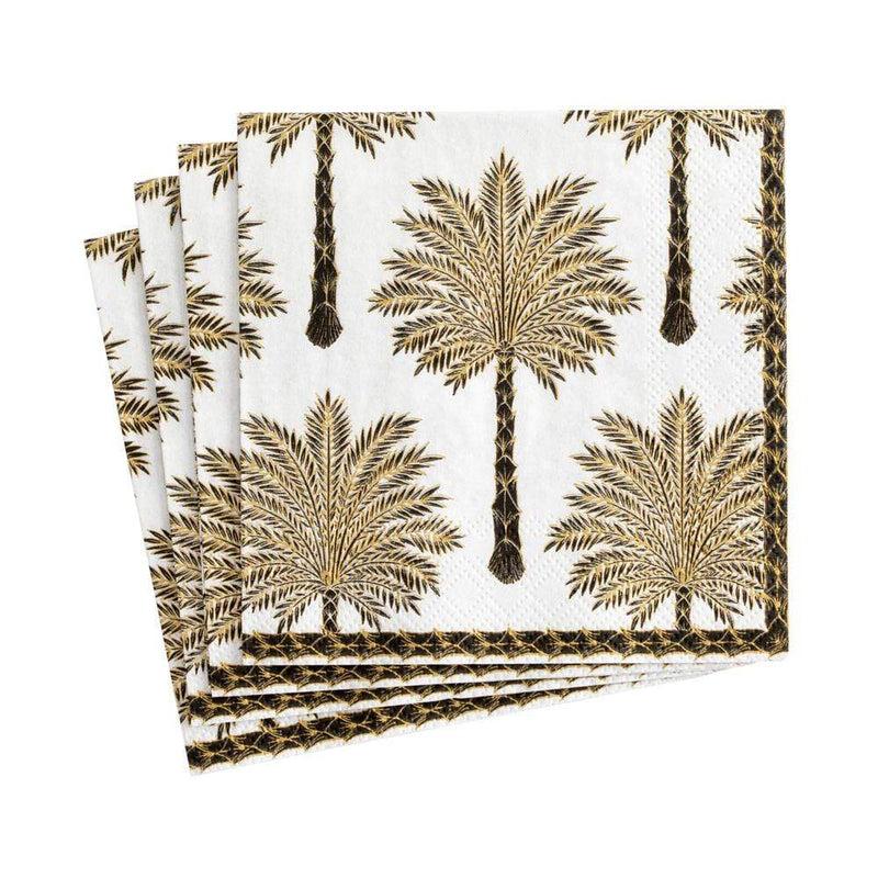 caspari Grand Palms Paper Cocktail Napkins in Black - 20 Per Package