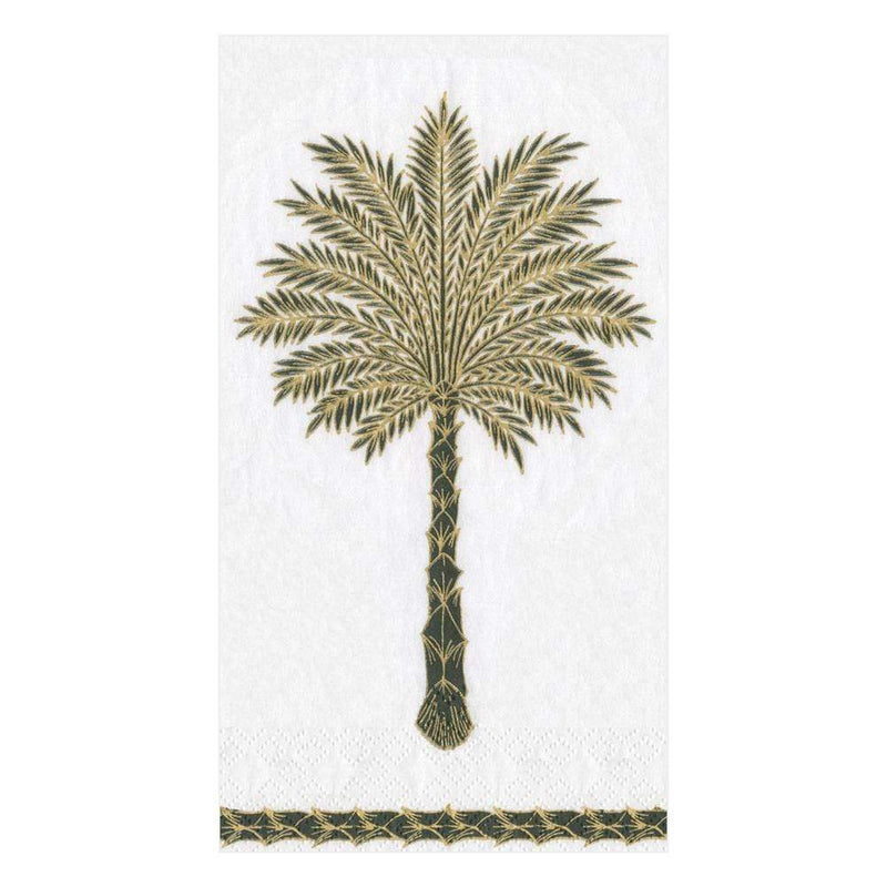 caspari Grand Palms Paper Guest Towel Napkins in Black - 15 Per Package
