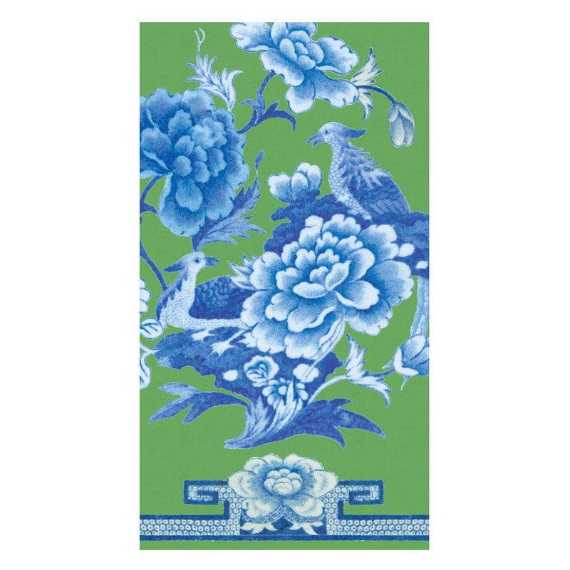 caspari Green And Blue Plate Guest Towel Napkins - 15 Per Package