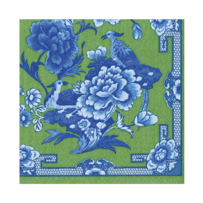 caspari Green And Blue Plate Luncheon Napkins - 20 Per Package