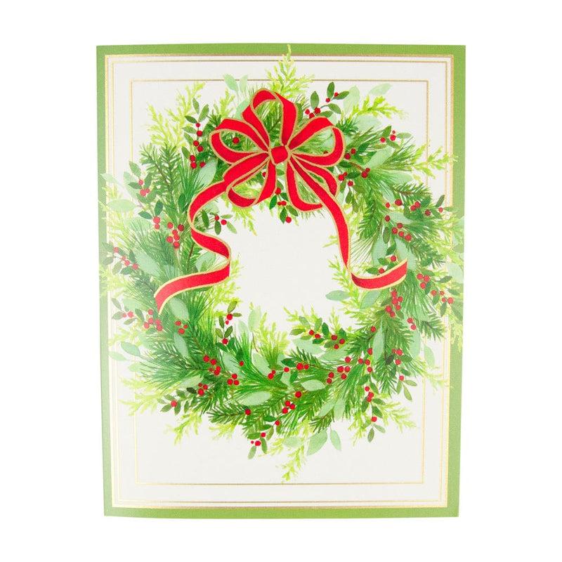 caspari Greenery Wreath Personalized Christmas Cards