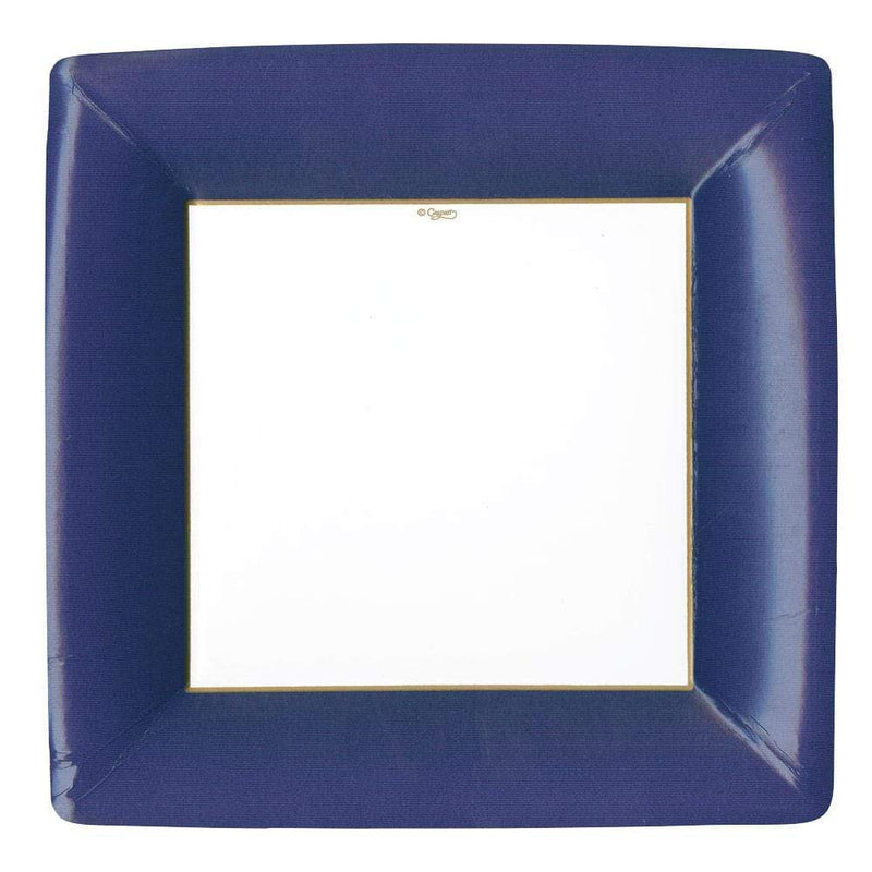 caspari Grosgrain Border Paper Dinner Plates in Navy - 8 Per Package