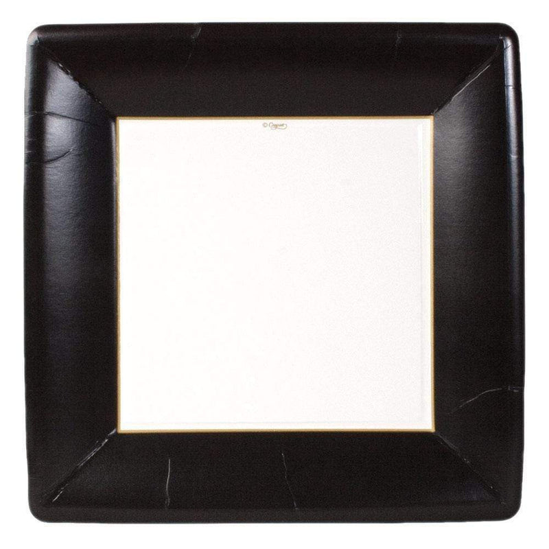 Caspari Grosgrain Square Paper Dinner Plates In Black - 8 Per Package