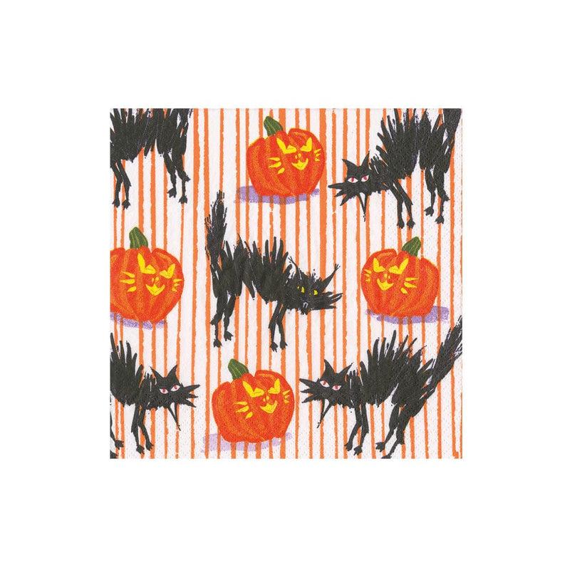 caspari Halloween Cats Boxed Cocktail Napkins - 40 Per Box