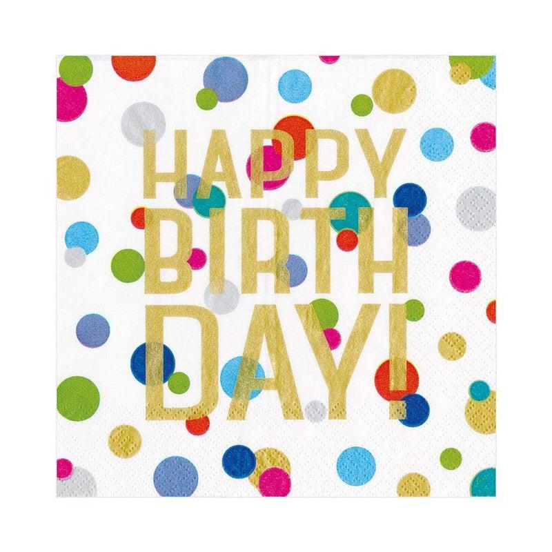 caspari Happy Birthday Confetti Paper Luncheon Napkins - 20 Per Package