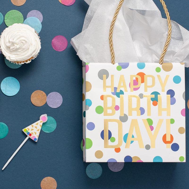 Caspari Happy Birthday Confetti Small Square Gift Bag - 1 Each