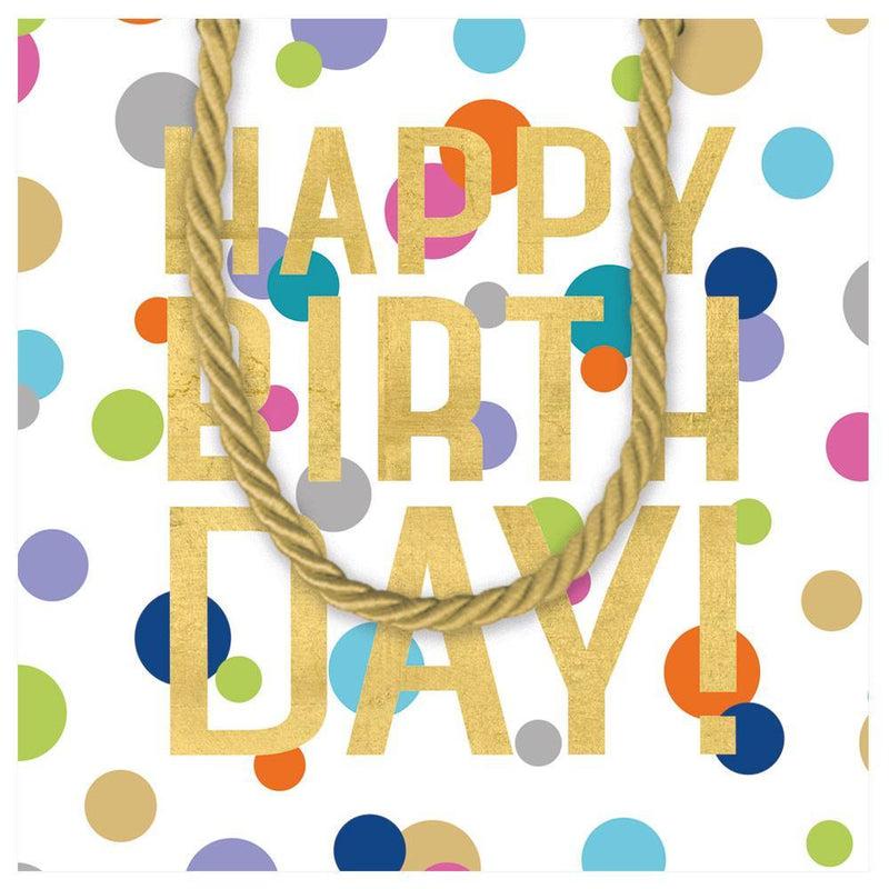 Caspari Happy Birthday Confetti Small Square Gift Bag - 1 Each