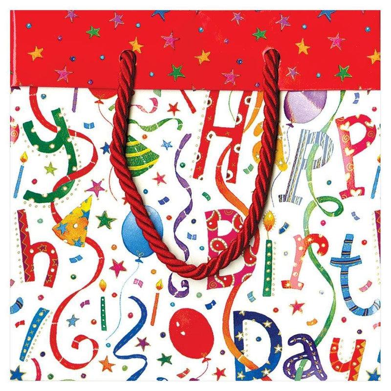 Caspari Happy Birthday Small Square Gift Bag - 1 Each