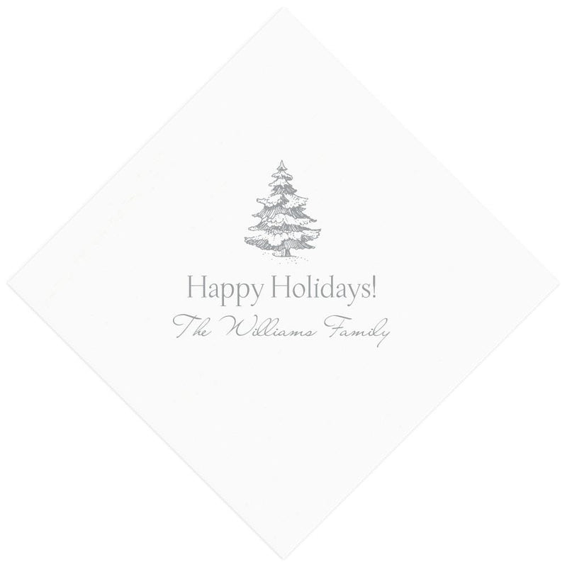 caspari Happy Holidays Name Motif Personalized Cocktail Napkins