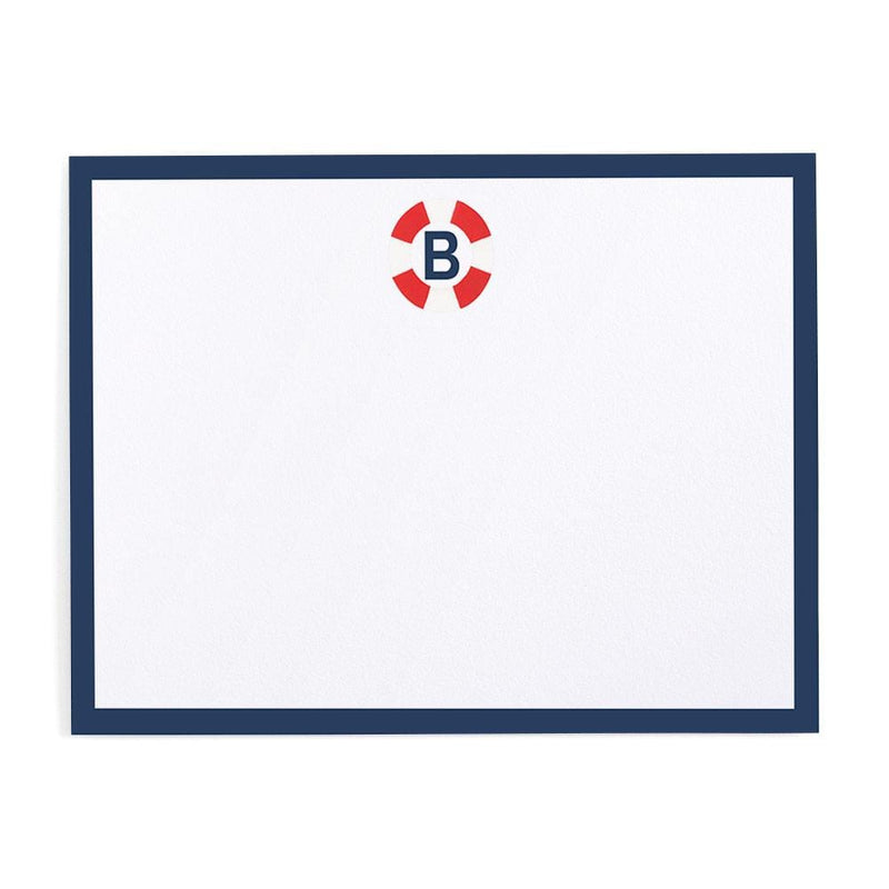 caspari Harbor Personalized Single Initial Correspondence Cards
