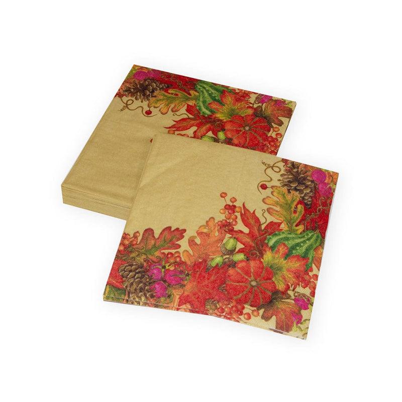 Caspari Harvest Garland Gold Luncheon Napkins - 20 Per Package