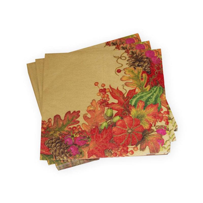 Caspari Harvest Garland Gold Luncheon Napkins - 20 Per Package