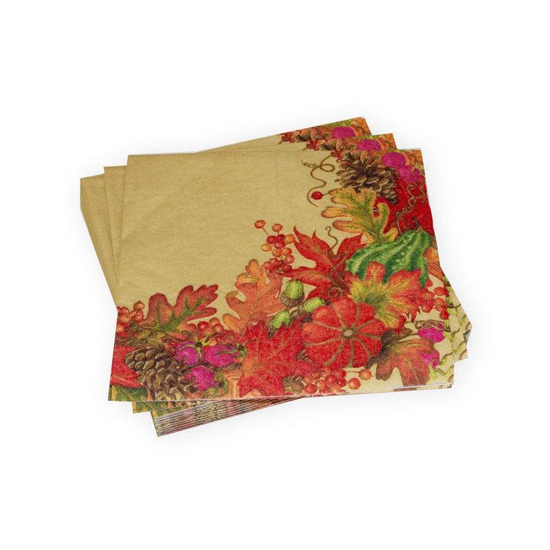 caspari Harvest Garland Gold Luncheon Napkins - 20 Per Package