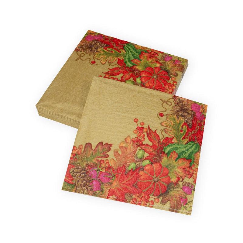 caspari Harvest Garland Gold Napkin Dinner - 20 Per Package