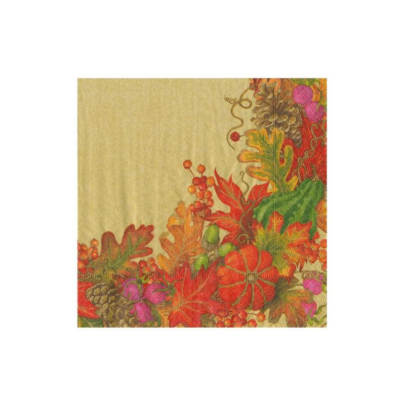caspari Harvest Garland Green Boxed Cocktail Napkins - 40 Per Box