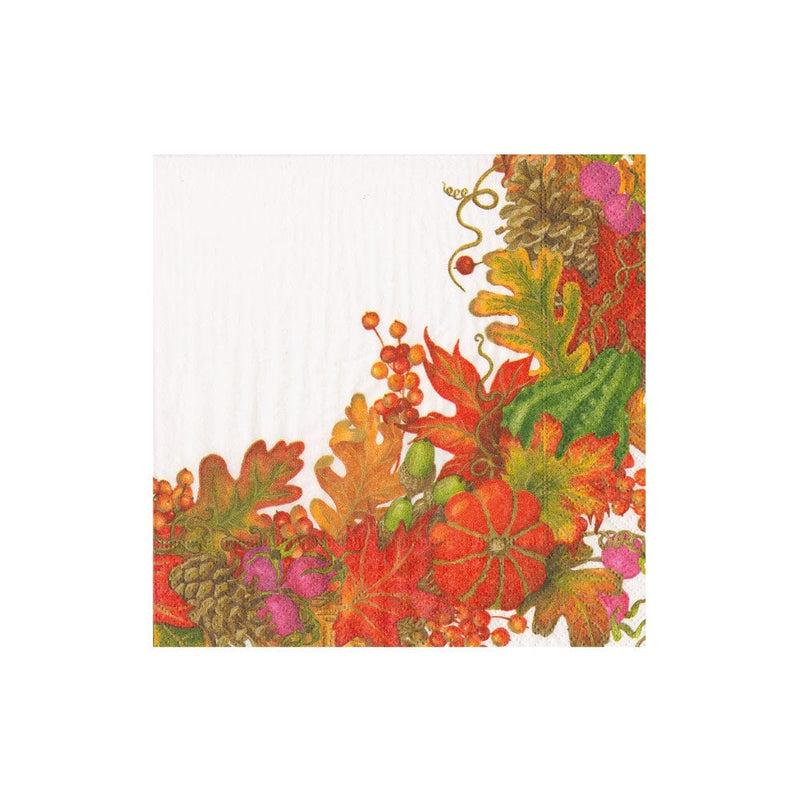 caspari Harvest Garland White Boxed Cocktail Napkins - 40 Per Box
