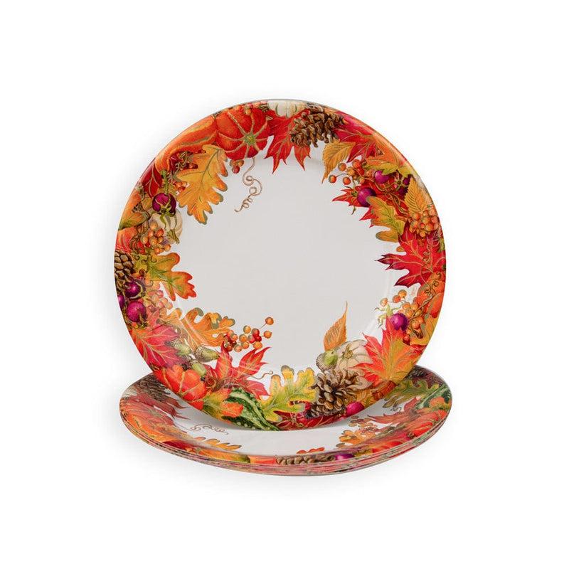 Caspari Harvest Garland White Dinner Plates - 8 Per Package