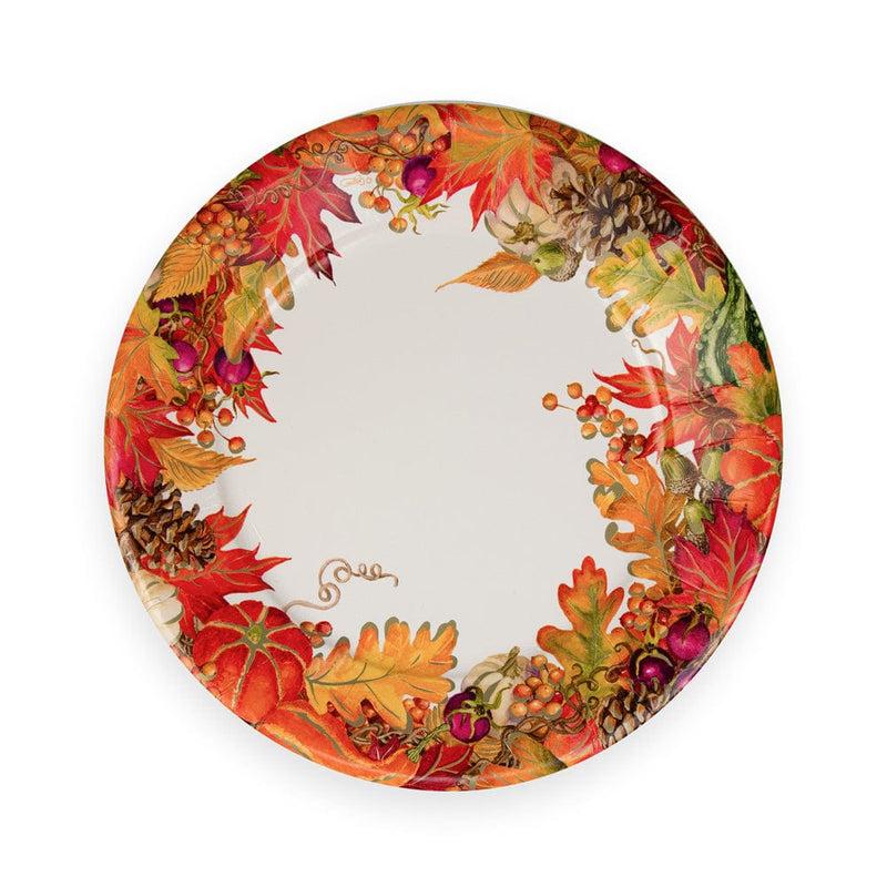 caspari Harvest Garland White Dinner Plates - 8 Per Package