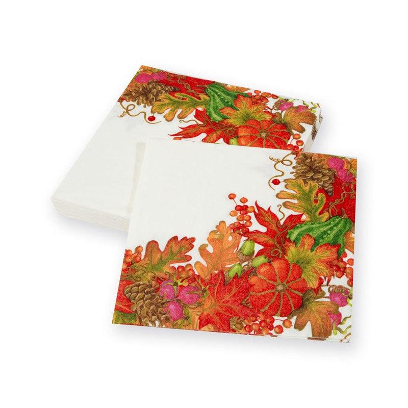 Caspari Harvest Garland White Luncheon Napkins - 20 Per Package