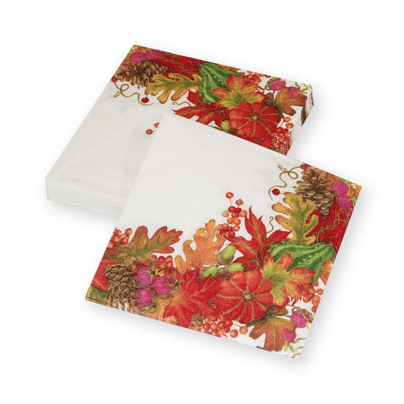 caspari Harvest Garland White Luncheon Napkins - 20 Per Package