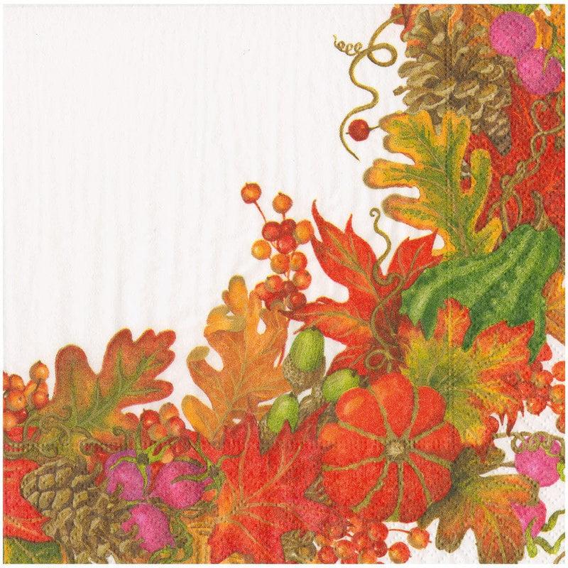 caspari Harvest Garland White Napkin Dinner - 20 Per Package