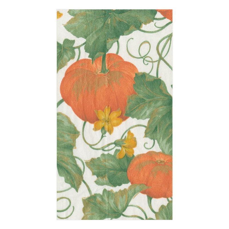 caspari Heirloom Pumpkins Paper Guest Towel Napkins in Ivory & Orange - 15 Per Package