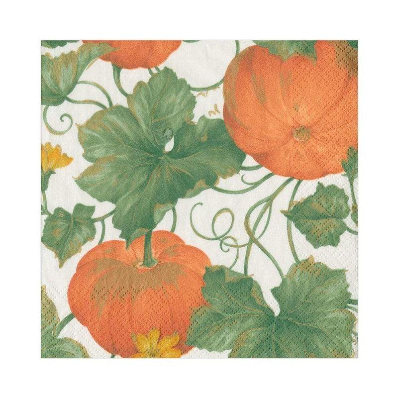 Caspari Heirloom Pumpkins Paper Luncheon Napkins In Ivory & Orange - 20 Per Package